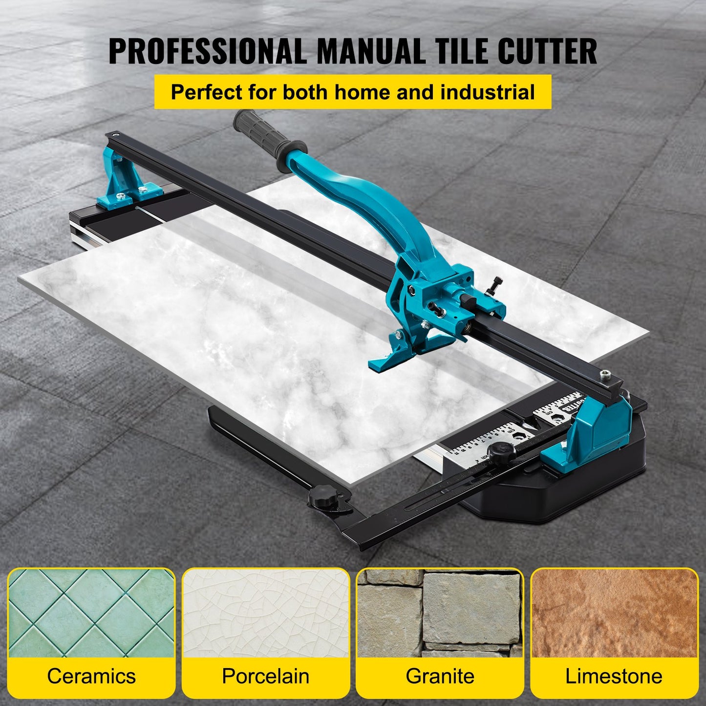 24 Inch Tile Cutter Single Rail Dual Brackets Manual Tile Cutter 3/5 Inch Cover with Precise Laser Manual Tile Cutter Precision Cutting Tools