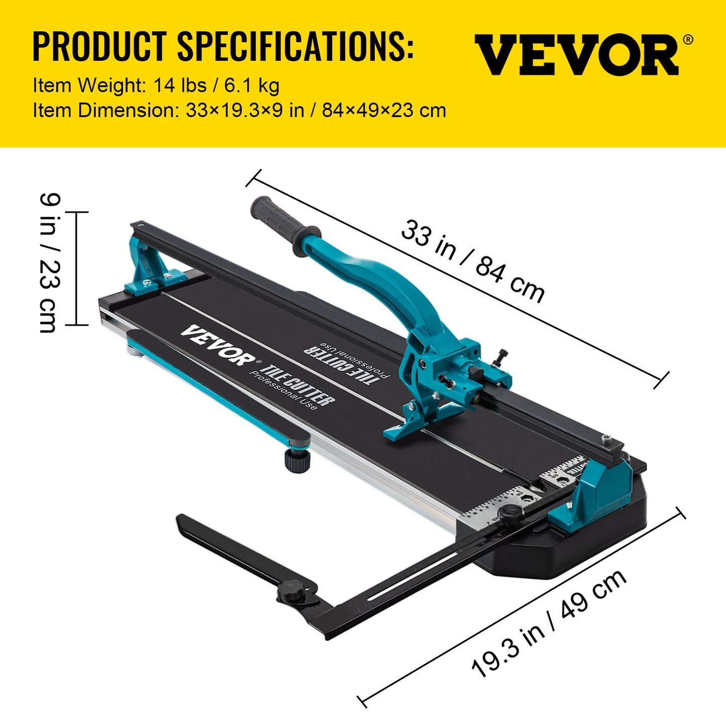 24 Inch Tile Cutter Single Rail Dual Brackets Manual Tile Cutter 3/5 Inch Cover with Precise Laser Manual Tile Cutter Precision Cutting Tools