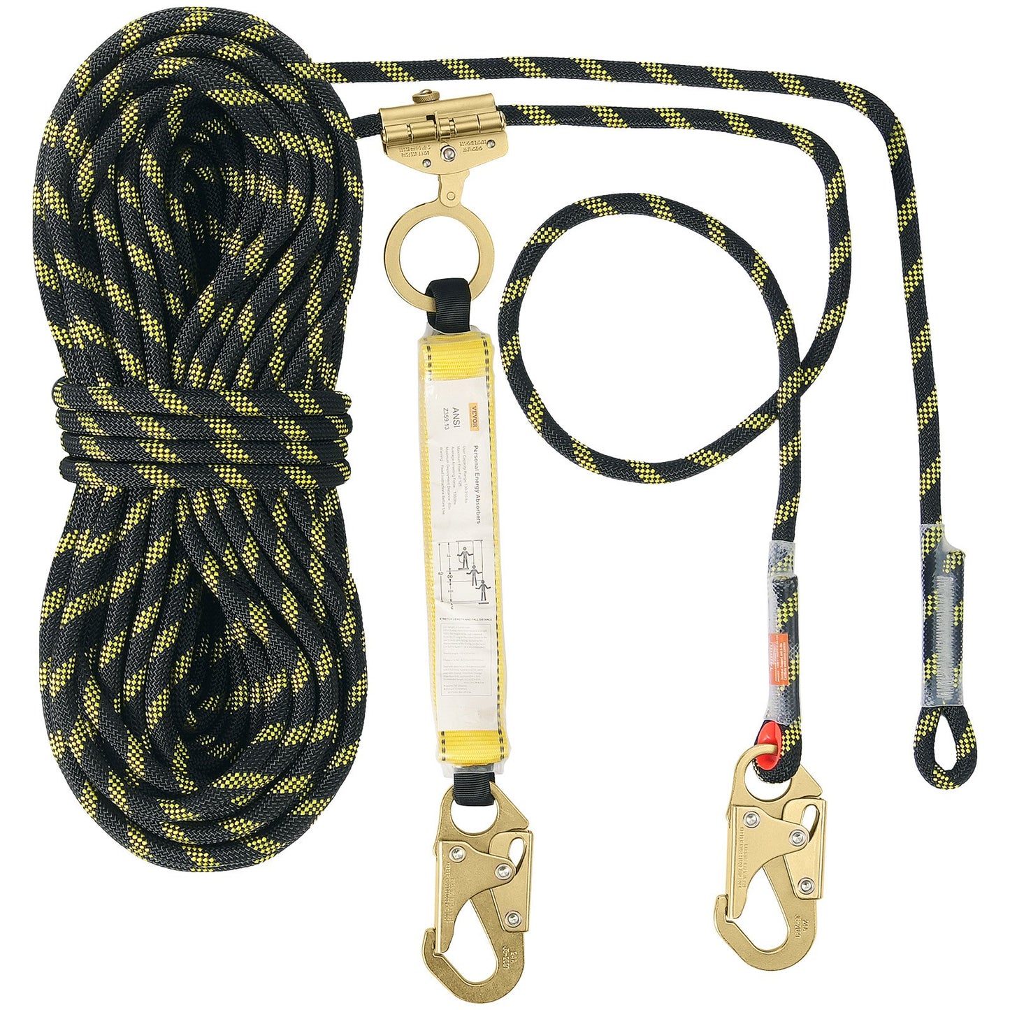 Vertical Lifeline 150 fot (45,7 m) utomhusklätterrep svart och gult