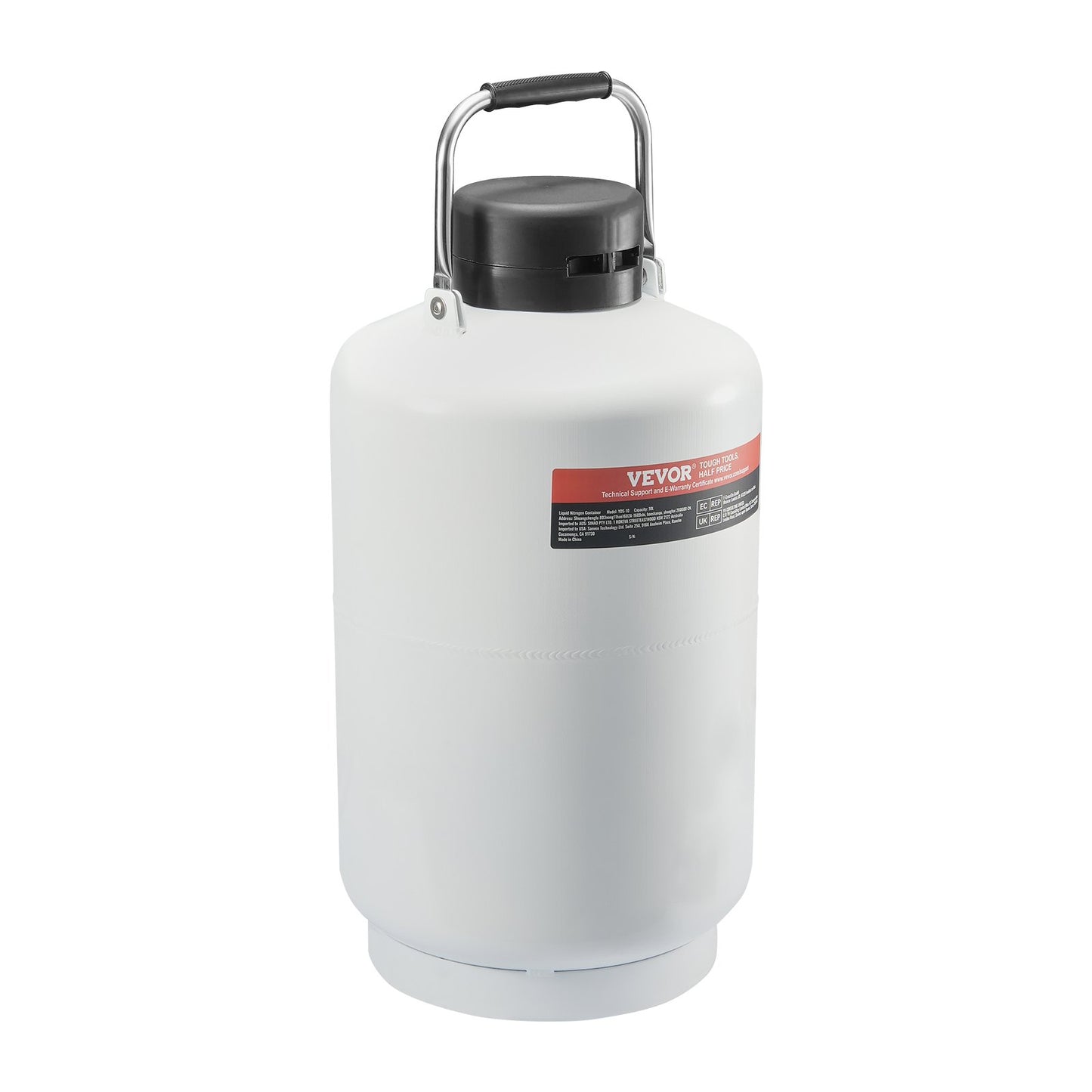 Flytande kvävetank 10 L aluminiumlegering LN2 behållare Dewar 6 kapslar