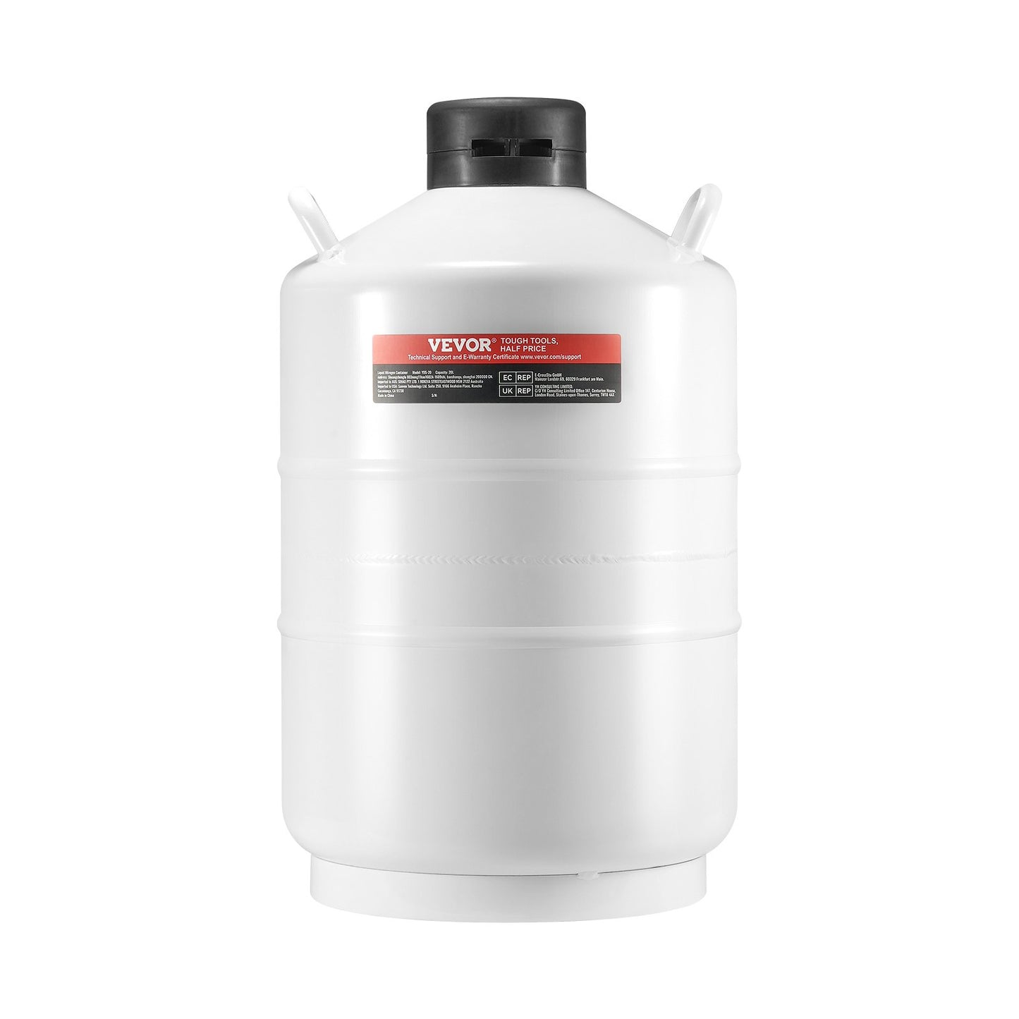 Flytande kvävetank 20 L aluminiumlegering LN2 behållare Dewar 6 kapslar
