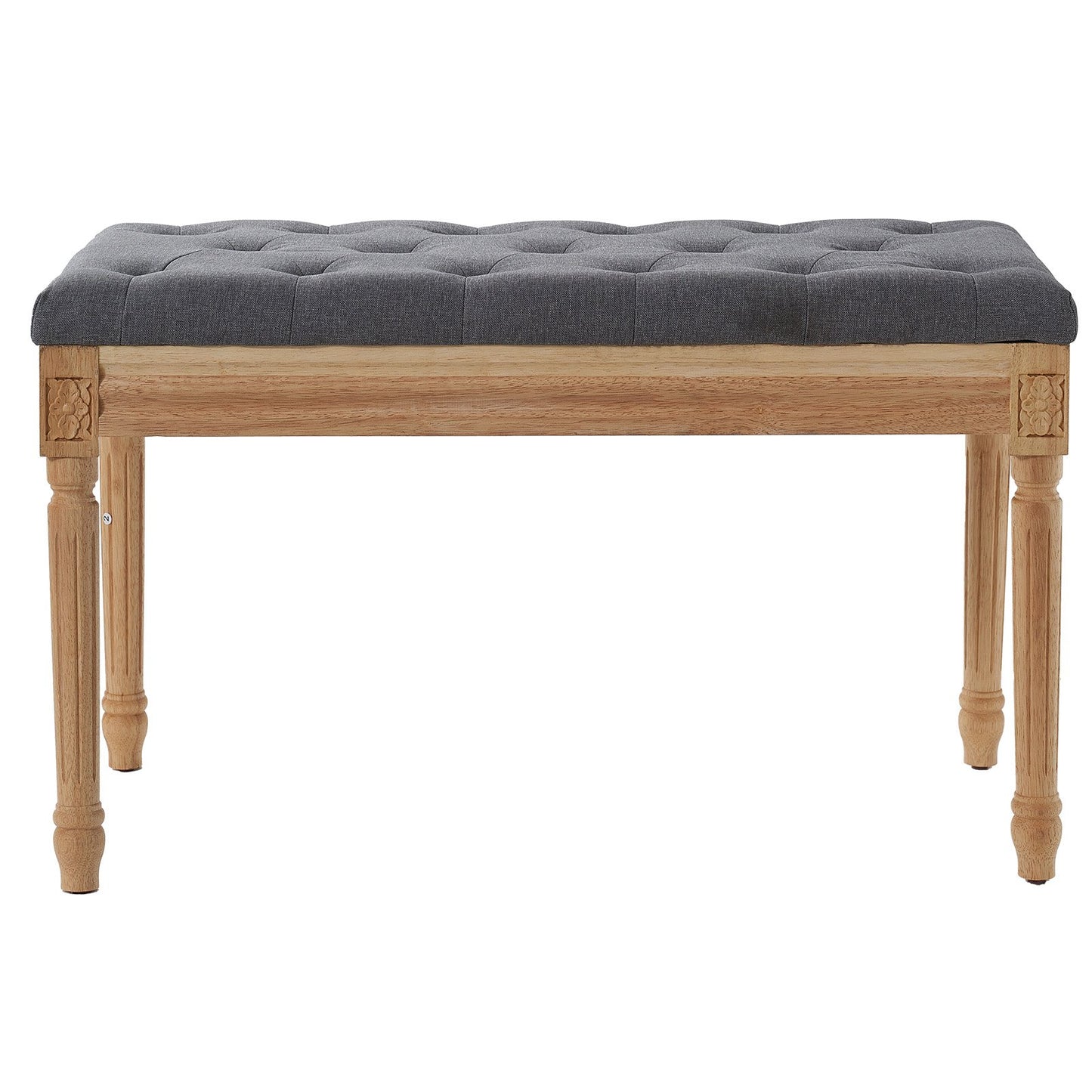 Stoppad bänk, 16" W ottomansk bänk, sängslutsbänk med skummad kudde och ben av gummi, tuftad fotstöd Pall Entrébänk för matsal, vardagsrum, sovrum, hall, grå