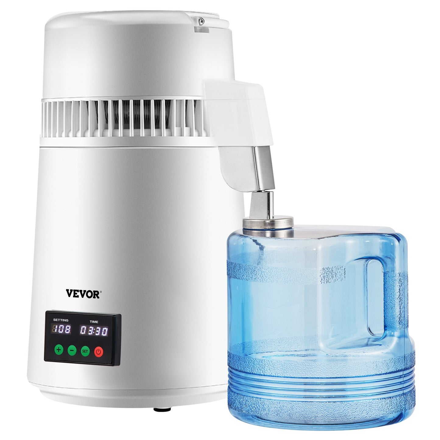 4L Water Distiller 1L/H Destillerat vatten Maker Timing & Temp Display Vit
