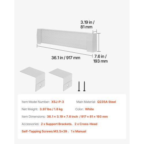 Golvlistervärmarskydd, Premium Series 917 mm Standard Elvärmare Frontskydd för Hemförbättring, Kraftigt Stål, Enkel Montering för Sovrum Byte av Gammalt Skydd, Vit | EU