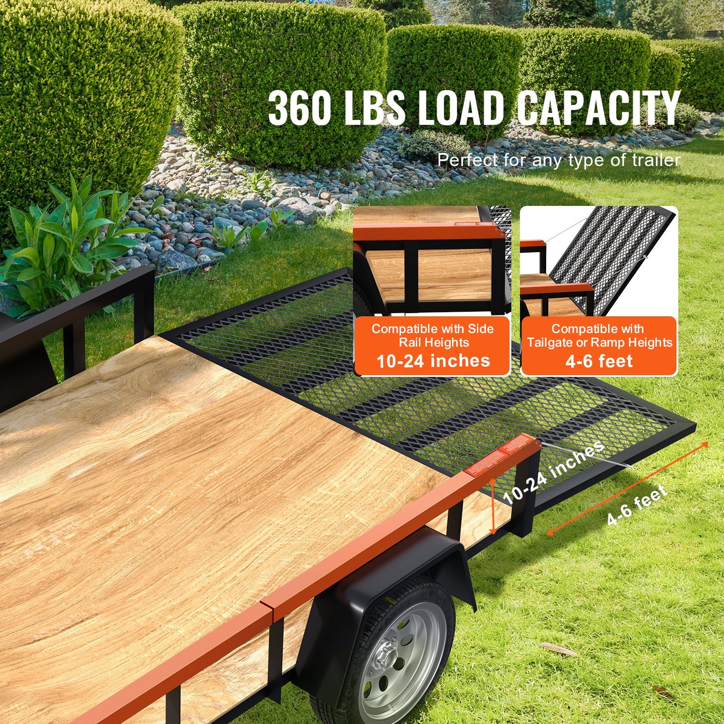 TrailTailgate ist Lift Assist, Max 180 lbs Tragkraft, kompatibel mit Open Utility Trailer Heckklappe und Rampe, mit 10 bis 24 Zoll Höhe Seitentasche und 4 bis 6 Fuß Höhe Heckklappe oder Rampe