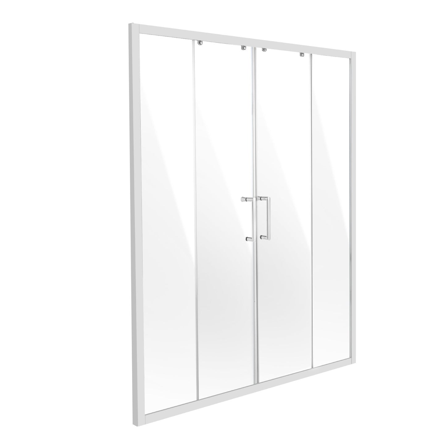 Semi-frameless double sliding shower door SGCC tempered glass 1/4" chrome