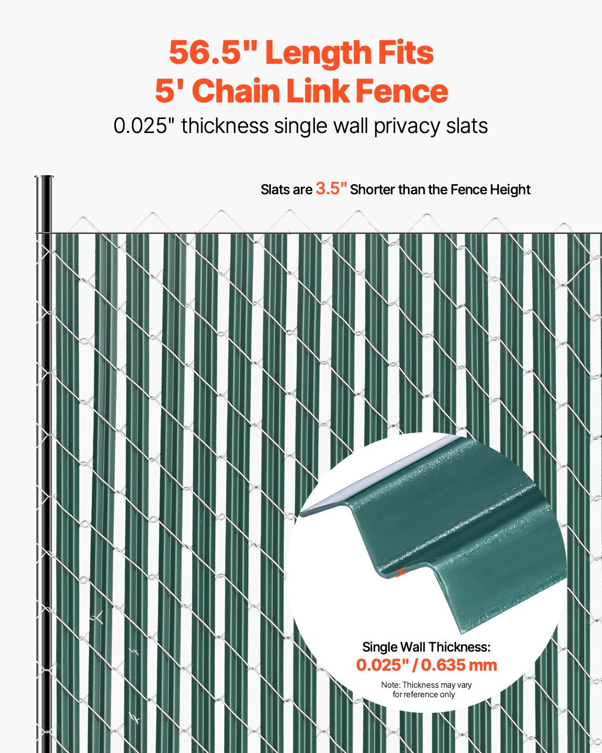 Chain Link Fence Privacy Slats Single Wall for 5' High Fence Bottom Lock