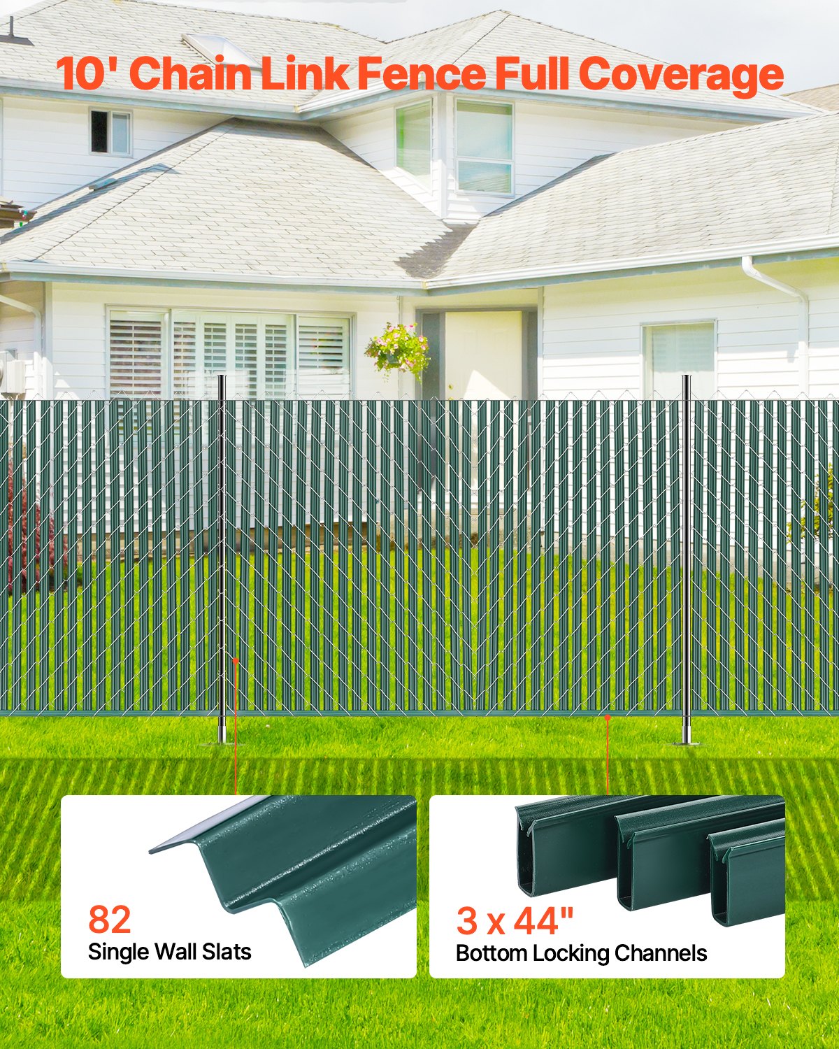 Chain Link Fence Privacy Slats Single Wall for 5' High Fence Bottom Lock