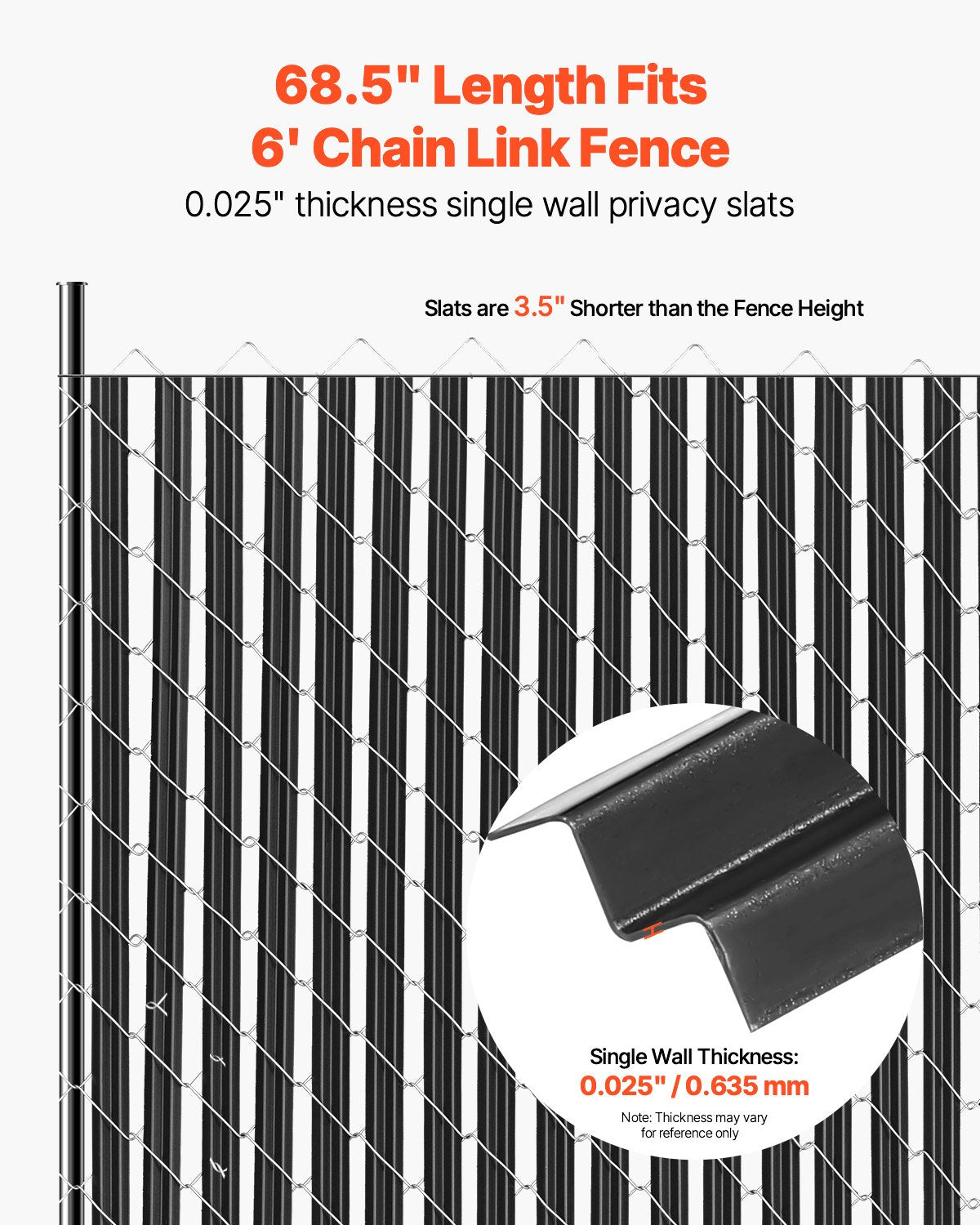Chain Link Fence Privacy Slats Single Wall for 6' High Fence Bottom Lock
