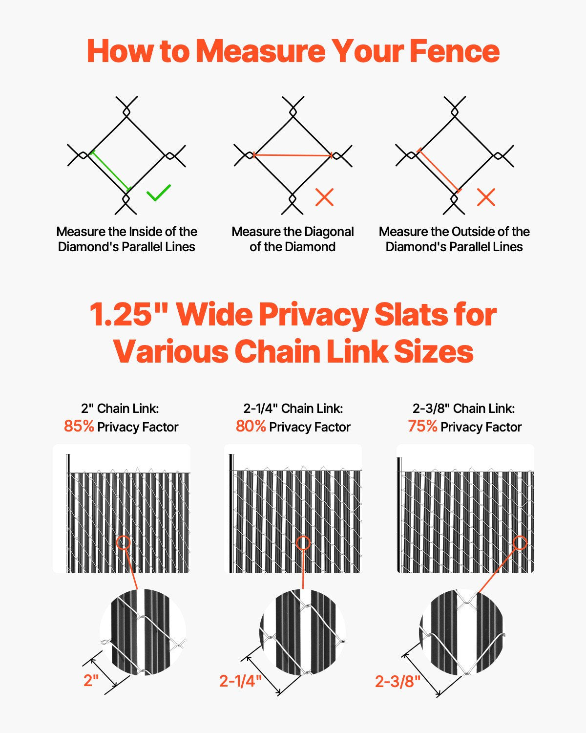 Chain Link Fence Privacy Slats Single Wall for 6' High Fence Bottom Lock