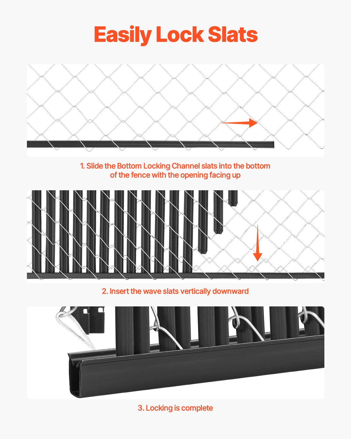Chain Link Fence Privacy Slats Single Wall for 6' High Fence Bottom Lock