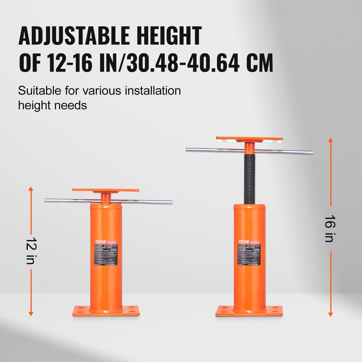 Verstellbarer Bodennivellierungspfosten, Hausbodennivellierungslift, Höhenbereich 12"-16"