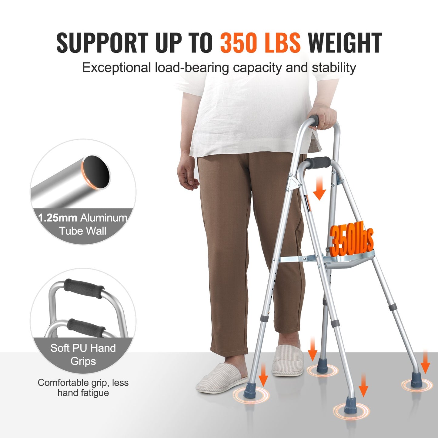 Folding Hemi Walker One Arm Mobility Walker för senior & justerbar höjd