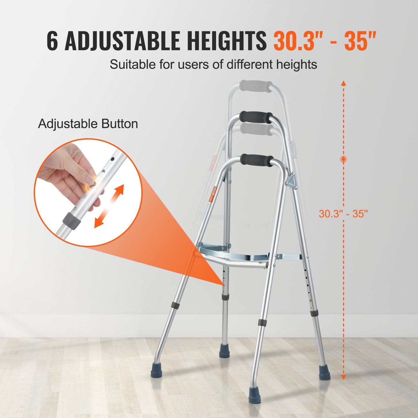Folding Hemi Walker One Arm Mobility Walker för senior & justerbar höjd