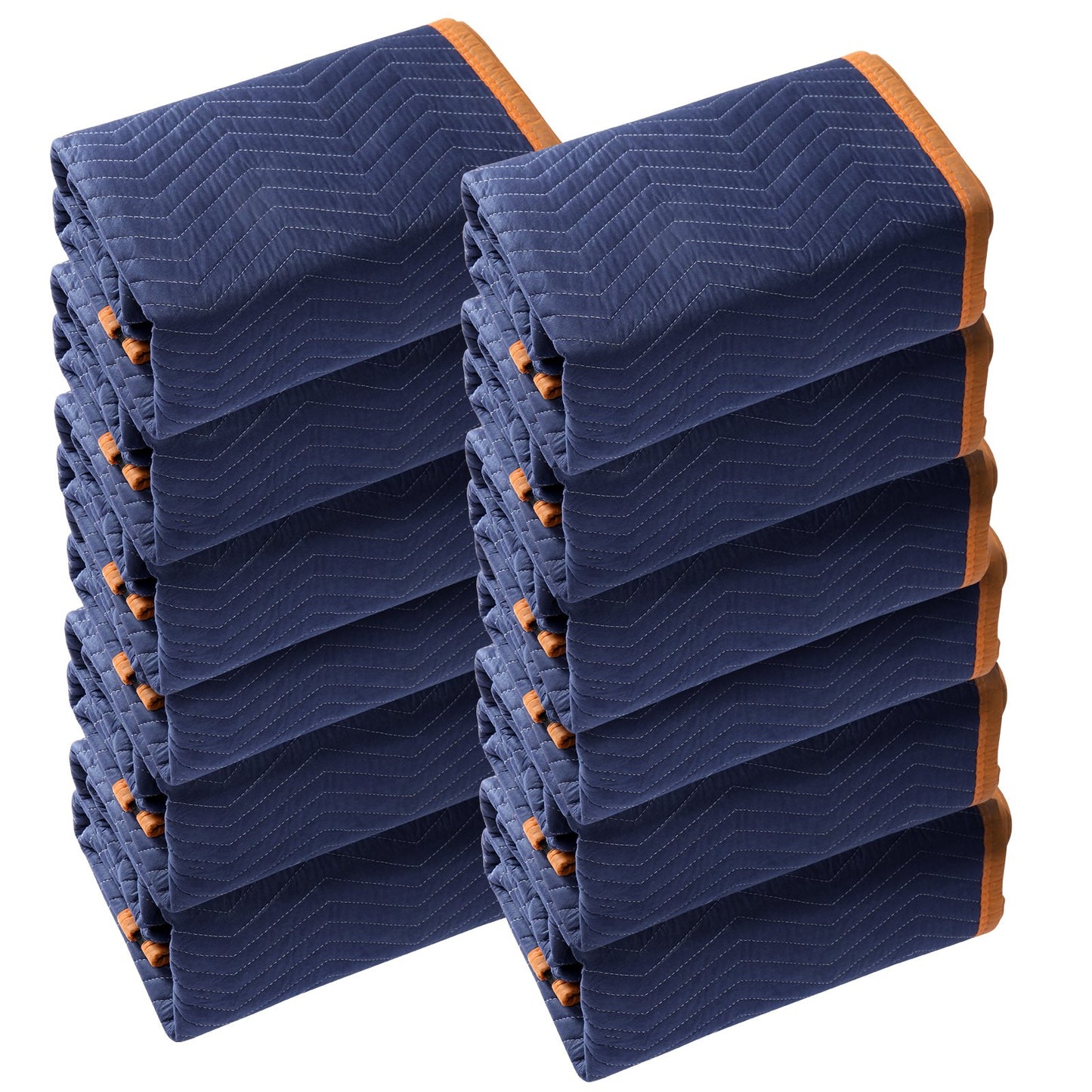Moving Blankets, 80" x 72", 65 lbs/dz Weight, 12 Pack, Professional Non-Woven and Recycled Cotton Blanket, Heavy Duty Mover Pads to Protect Furniture, Floors, Appliances, Blue/Orange