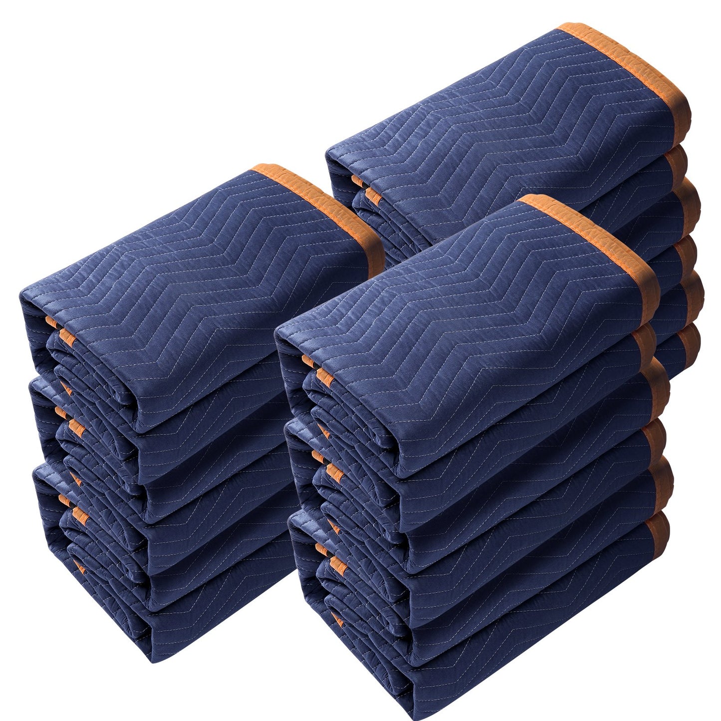 Moving Blankets, 80" x 72", 65 lbs/dz Weight, 12 Pack, Professional Non-Woven and Recycled Cotton Blanket, Heavy Duty Mover Pads to Protect Furniture, Floors, Appliances, Blue/Orange