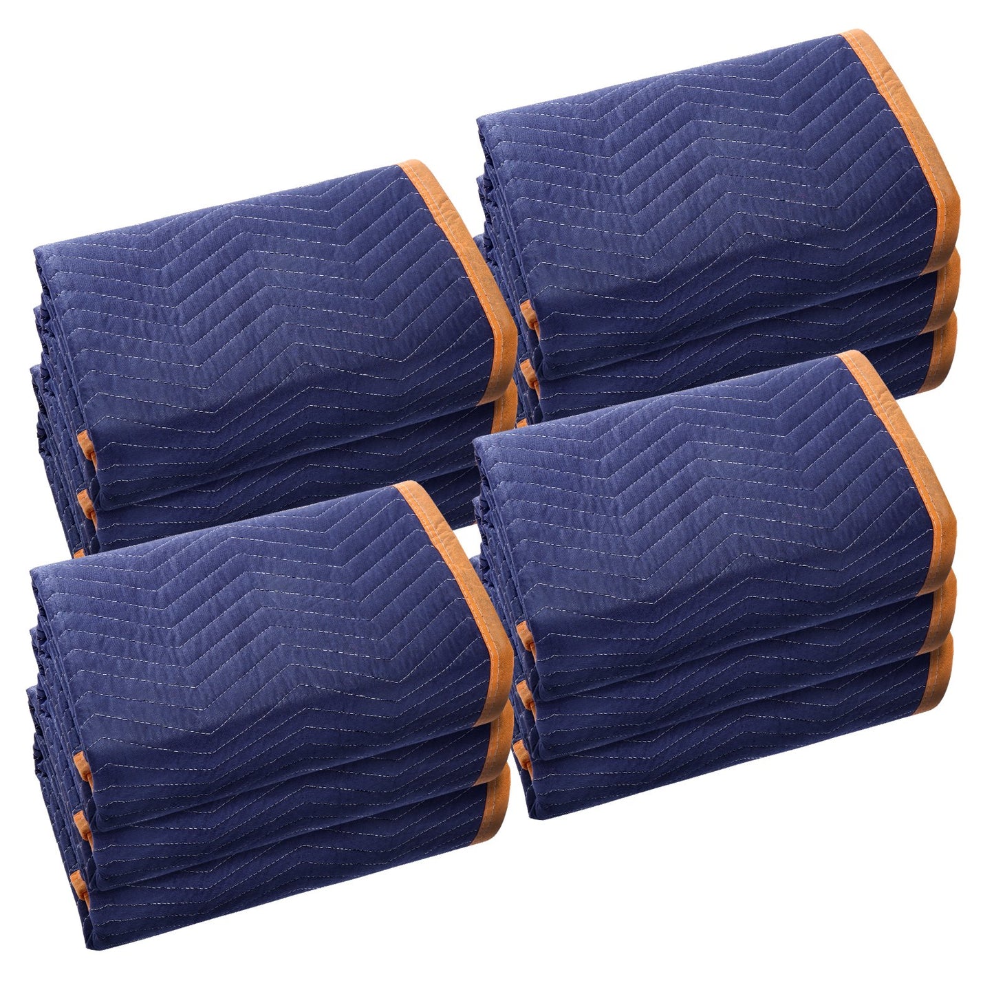 Moving Blankets, 80" x 72", 65 lbs/dz Weight, 12 Pack, Professional Non-Woven and Recycled Cotton Blanket, Heavy Duty Mover Pads to Protect Furniture, Floors, Appliances, Blue/Orange