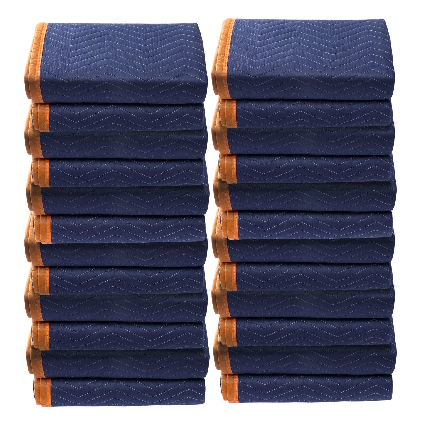 Moving Blankets, 80" x 72", 65 lbs/dz Weight, 12 Pack, Professional Non-Woven and Recycled Cotton Blanket, Heavy Duty Mover Pads to Protect Furniture, Floors, Appliances, Blue/Orange