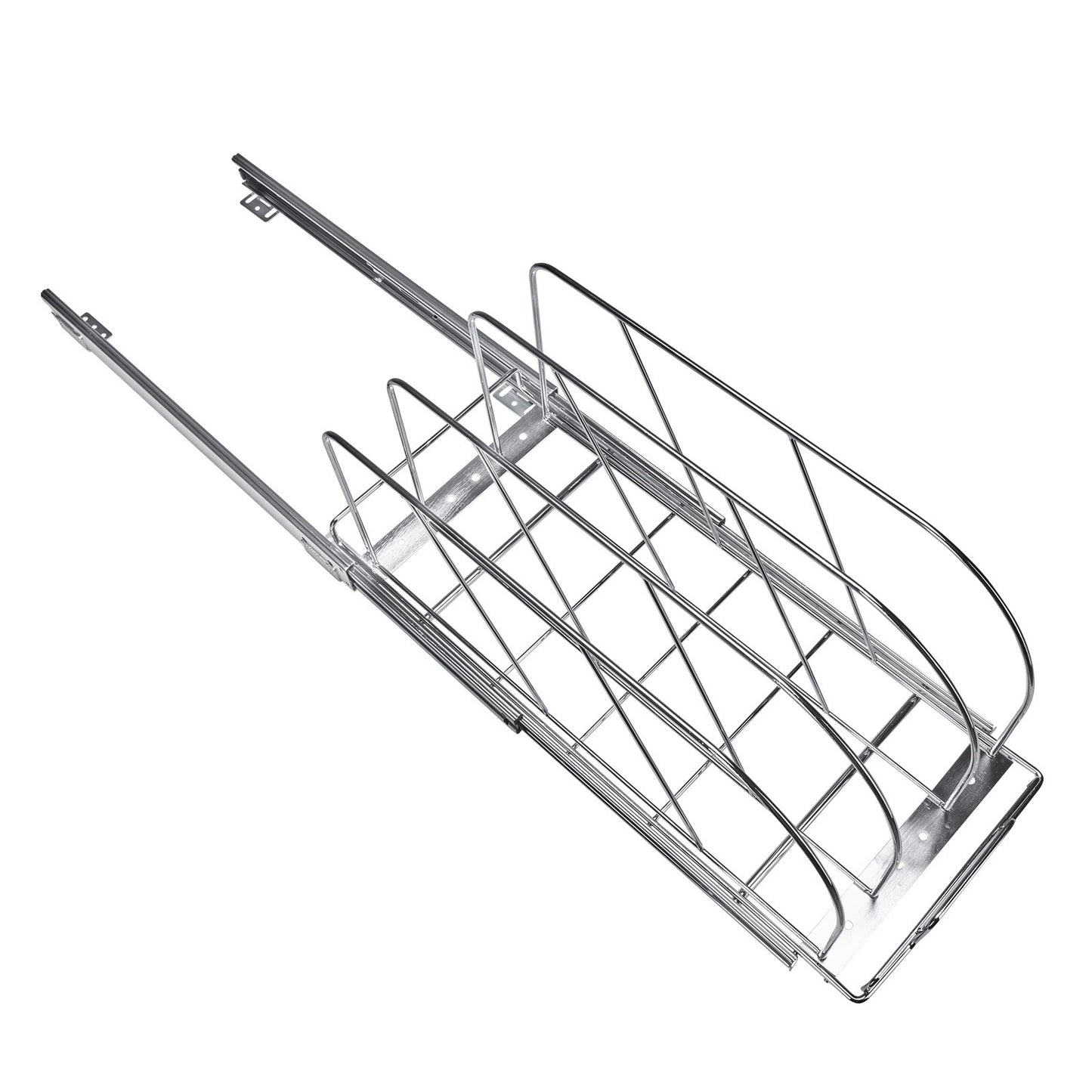 Pan and pot rack, pull-out pull-out under-cabinet organization, baking sheet organization, adjustable wire dividers, steel lid holders for kitchen cabinet and pantry storage,
