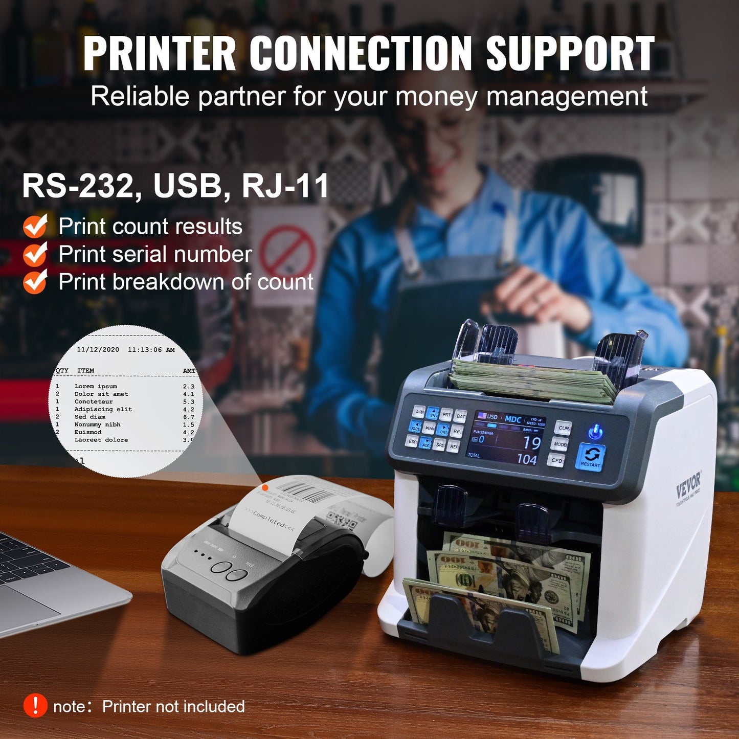 Money Counter Machine Bill Counter med 2CIS SN UV IR MG DD Multi Valuta