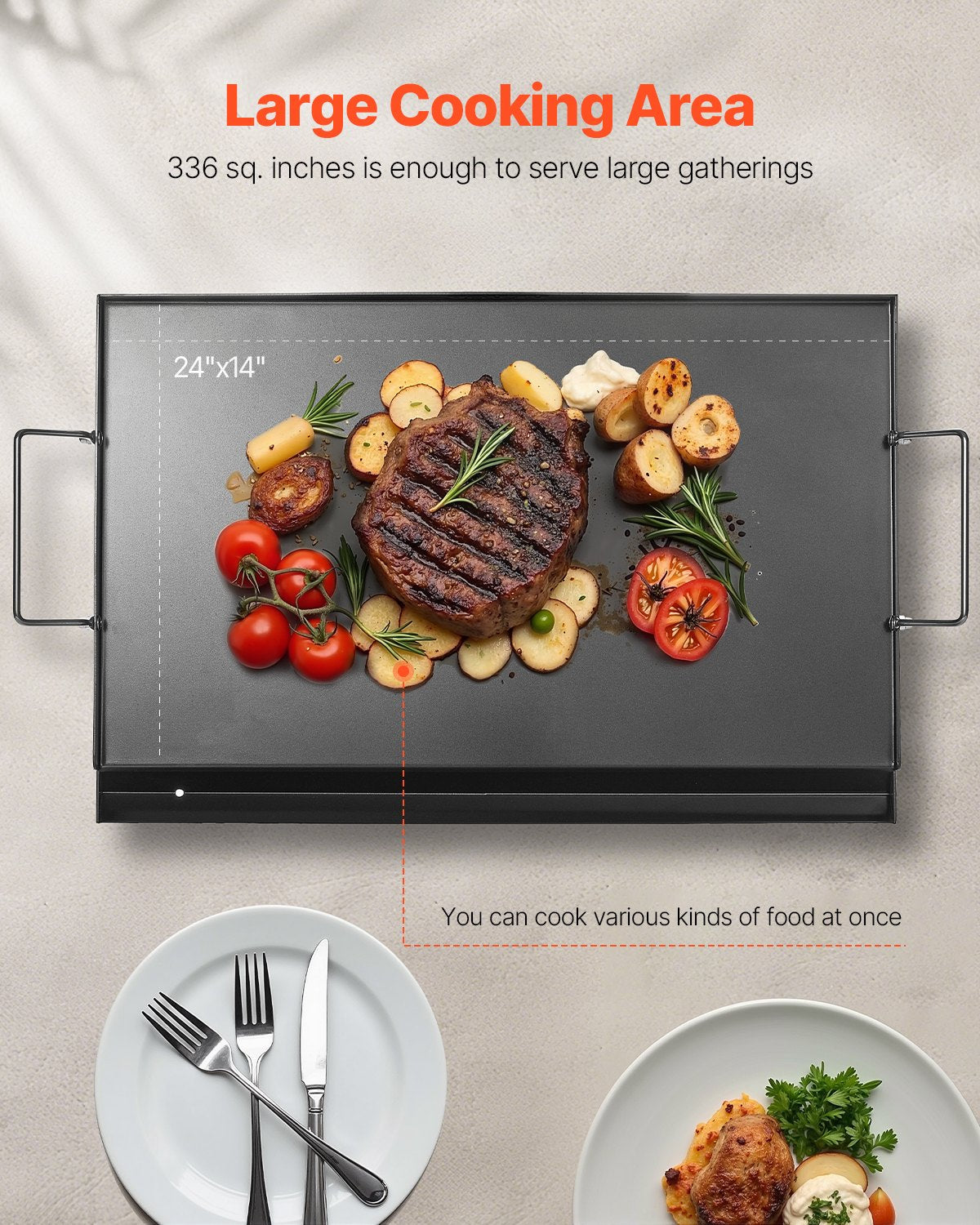 24x16 i Flat Top Griddle Carbon Steel Universal BBQ Grill Pan Köksredskap