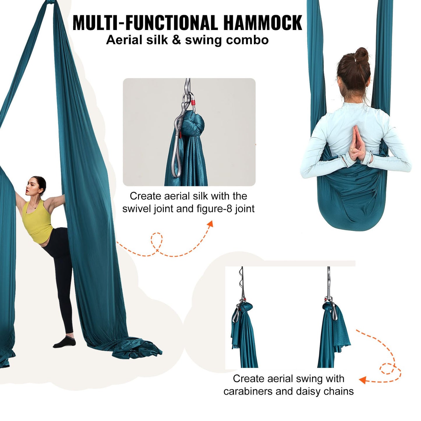 Aerial Silk & Yoga Swing, 11 Yards, Aerial Yoga Hammock Kit med 100gsm nylontyg, Full Rigging Hårdvara & Enkel installationsguide, Antigravity Flying för alla nivåer Fitness Bodybuilding, Grön