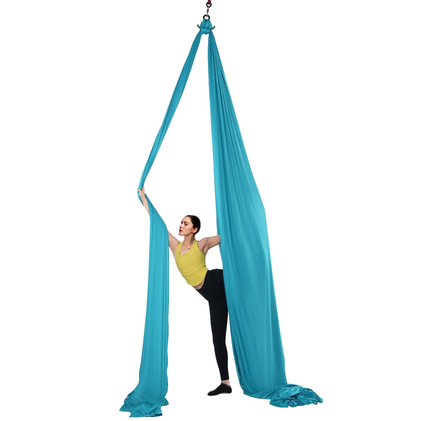 Aerial Silk & Yoga Swing, 11 Yards, Aerial Yoga Hammock Kit med 100gsm nylontyg, Full Rigging Hårdvara och enkel installationsguide, Antigravity Flying för alla nivåer Fitness Bodybuilding, Blå