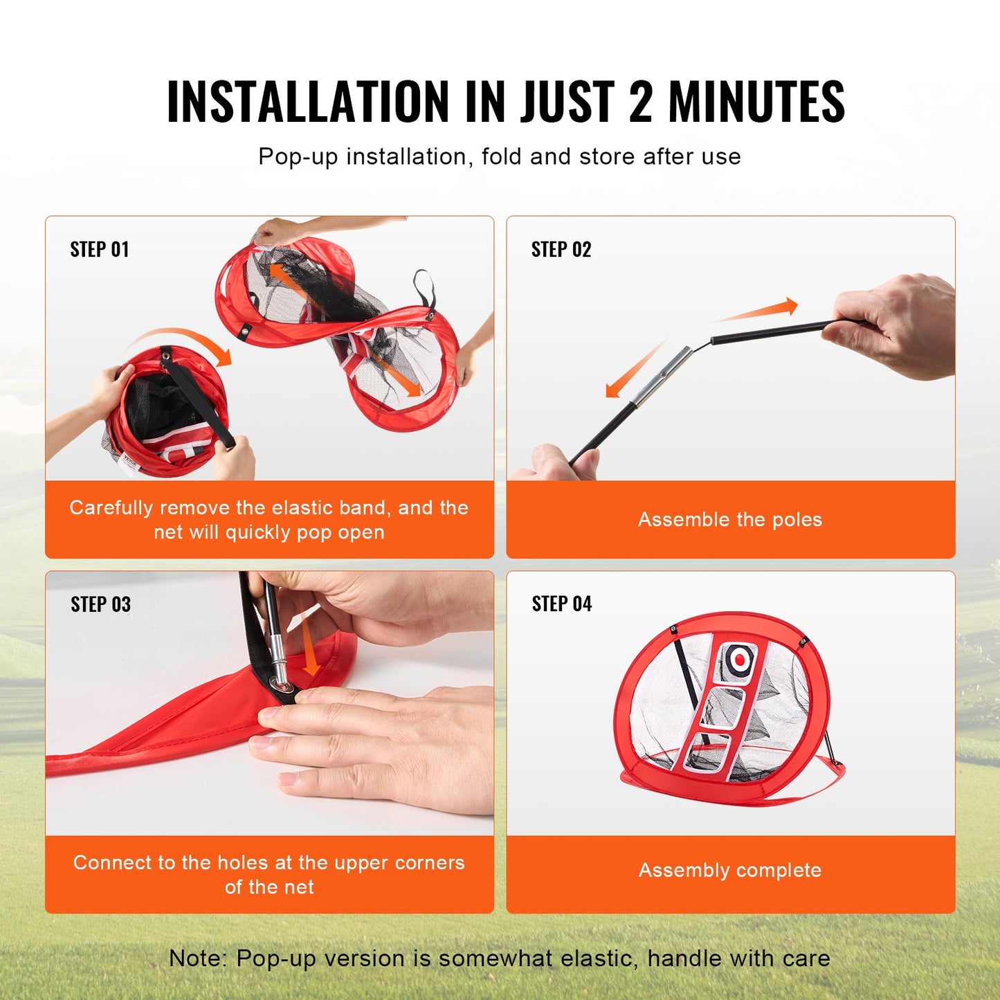 Golf-Chipping-Netz, Pop-Up-Golf-Übungsnetz, tragbares Golf-Schlaghilfenetz für drinnen und draußen, mit Zielscheibe und Tragetasche, für das Training des Schwungs im Hinterhof, Geschenk für Männer, Golfliebhaber, Rot