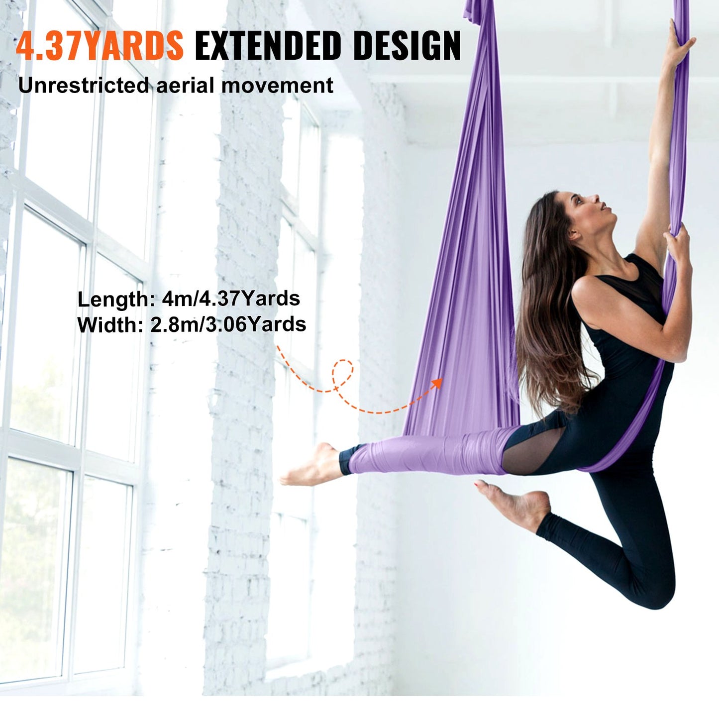 Aerial Yoga Hängmatta & Swing, 4,4 Yards, Yoga Starter Kit med 100gsm Nylontyg, Full Rigging Hårdvara och Enkel installationsguide, Antigravity Flying för alla nivåer Fitness Bodybuilding, Lila