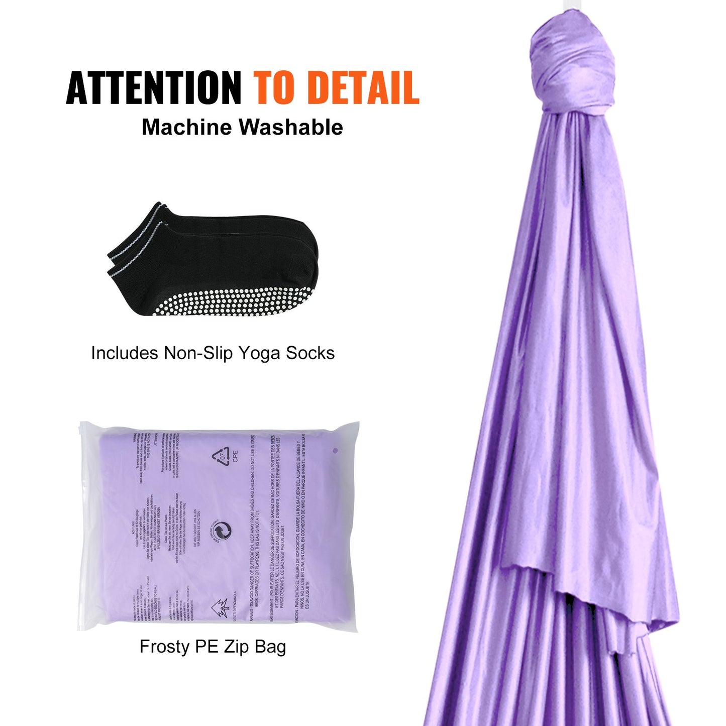 Aerial Yoga Hängmatta & Swing, 4,4 Yards, Yoga Starter Kit med 100gsm Nylontyg, Full Rigging Hårdvara och Enkel installationsguide, Antigravity Flying för alla nivåer Fitness Bodybuilding, Lila