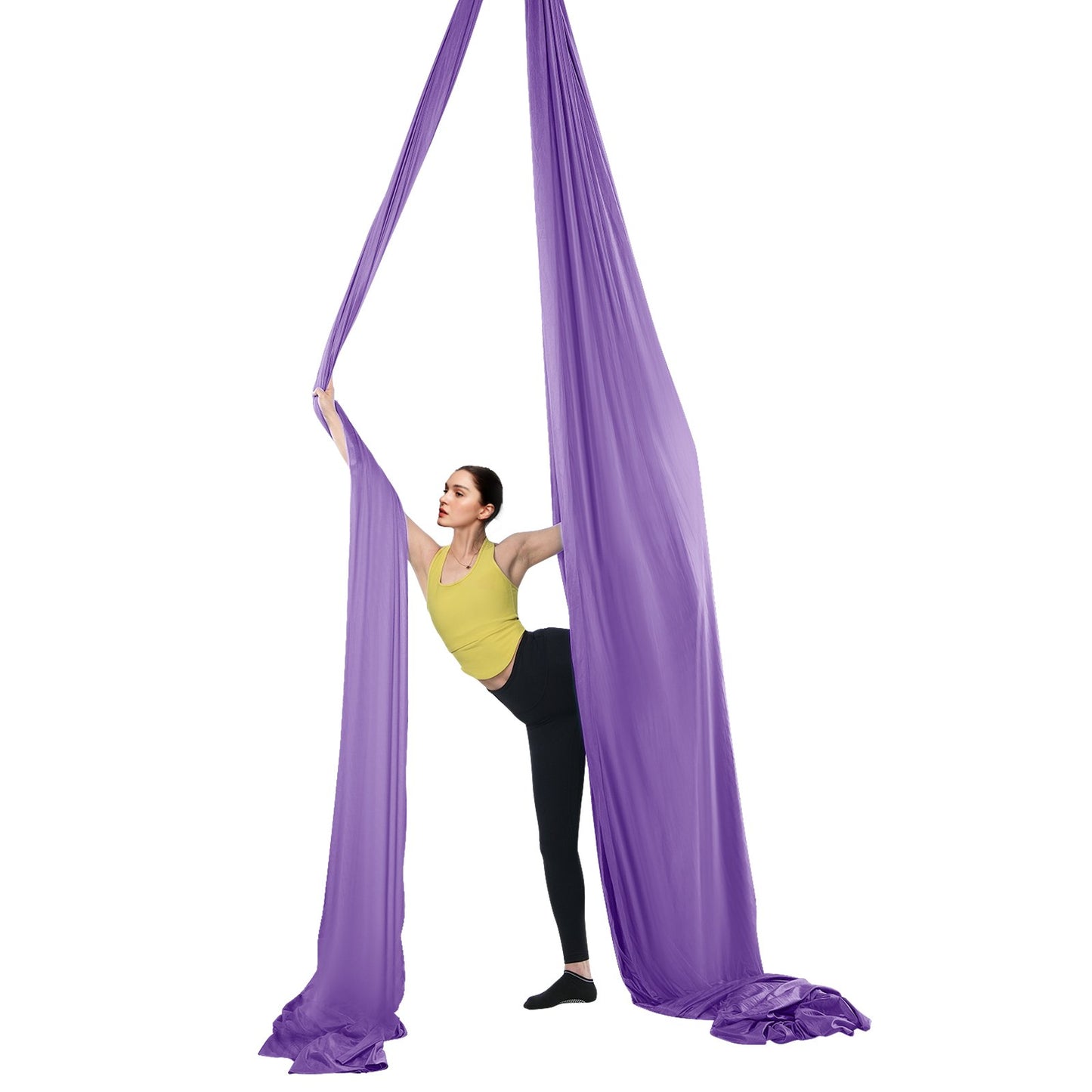 Aerial Yoga Hängmatta & Swing, 4,4 Yards, Yoga Starter Kit med 100gsm Nylontyg, Full Rigging Hårdvara och Enkel installationsguide, Antigravity Flying för alla nivåer Fitness Bodybuilding, Lila
