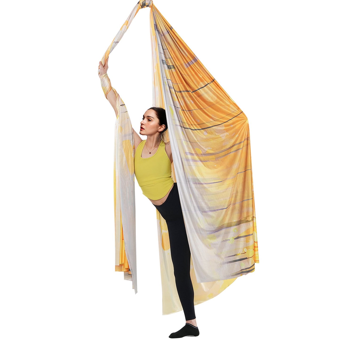 Aerial Yoga Hängmatta & Swing, 5,5 Yards, Aerial Yoga Starter Kit med 100gsm nylontyg, Full Rigging Hårdvara & Enkel installationsguide, Antigravity Flying för alla nivåer Fitness Bodybuilding, Guld