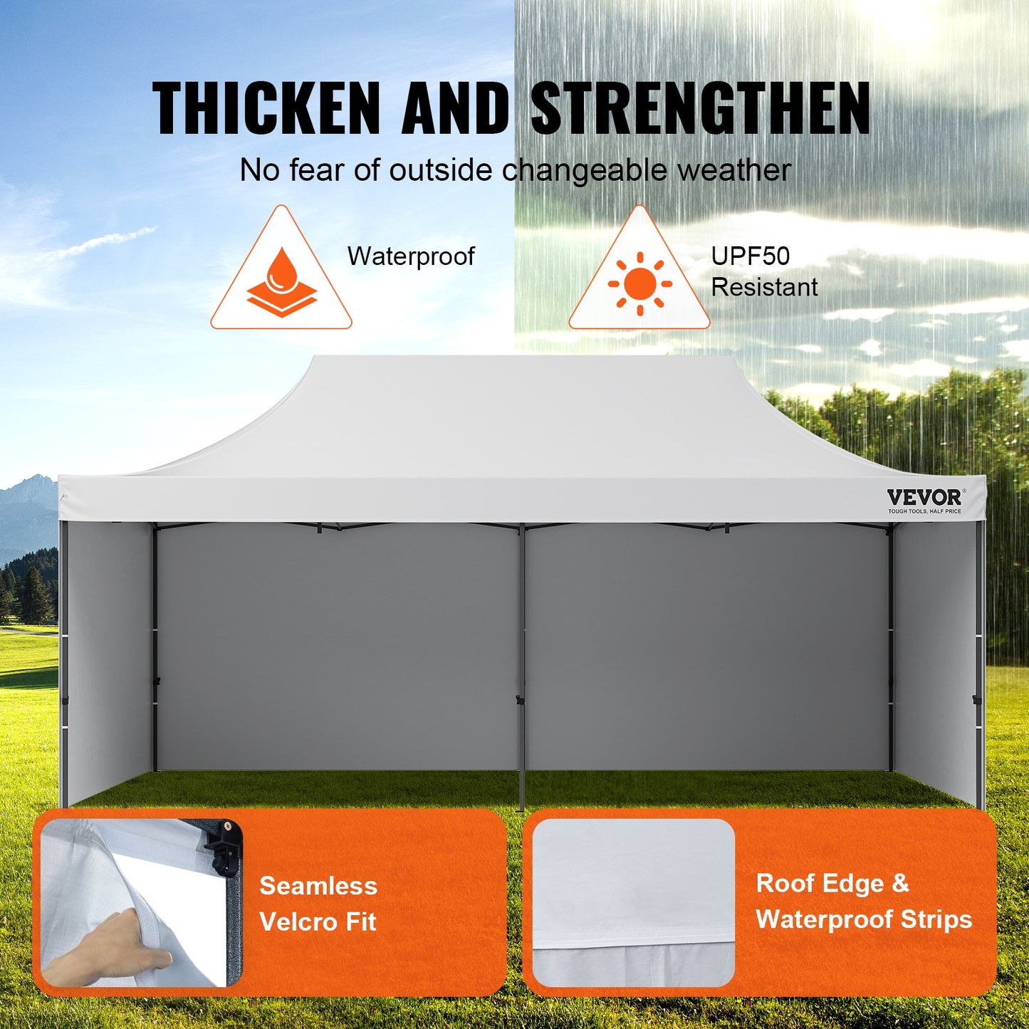 Pop Up Baldakin Tält Utomhus Lusthus tält 10x20FT med sidoväggar & väska Vit