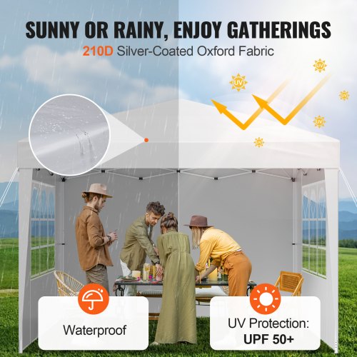 Pop Up-tak 3 x 3 meter popup-paviljongtält med 3 sidoväggar och 2 fönster