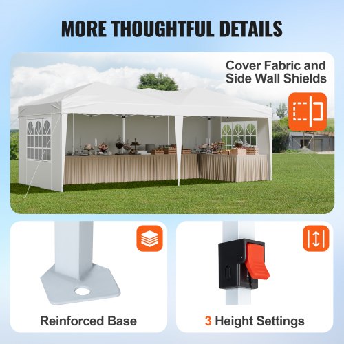 Pop Up-tak 3 x 6 meter popup-paviljongtält med 3 sidoväggar och 2 fönster