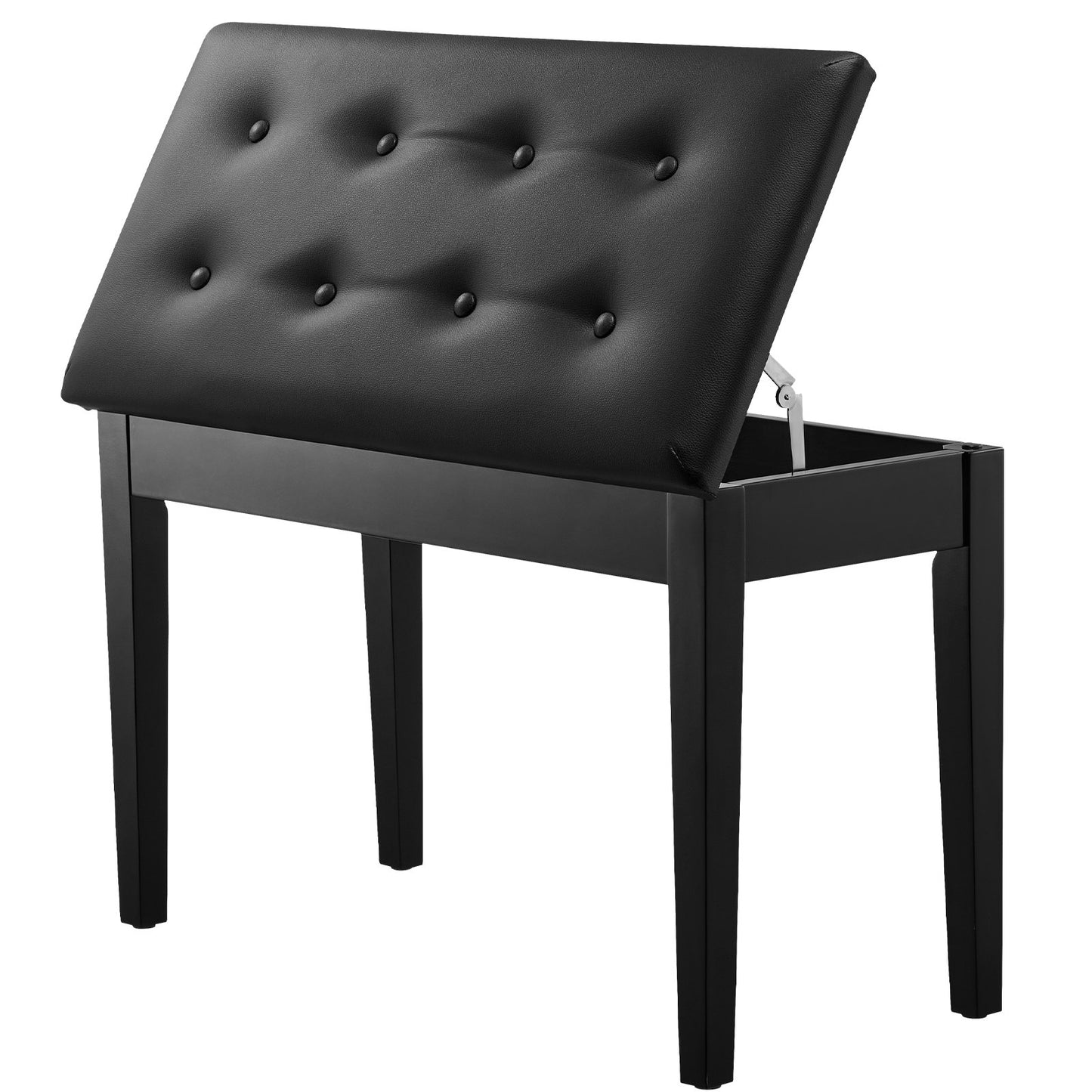 Duet Piano Keyboard Bench Storage Padded Seat Wooden Vanity Bookcase Stool