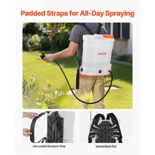 3,2 gallon batteridriven ryggspruta 0-90 PSI 2 timmars drifttid för gräsmatta