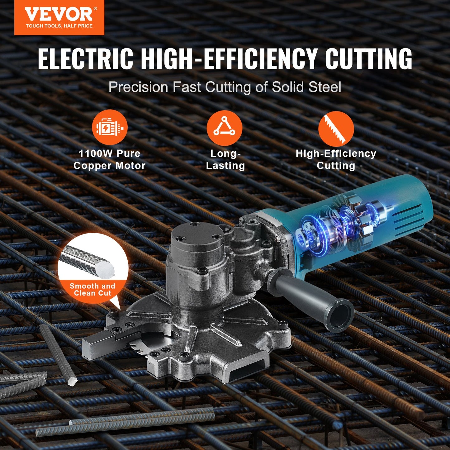 1100W elektrisk armeringsjärnsskärare skär upp till 3/2In 4-40mm