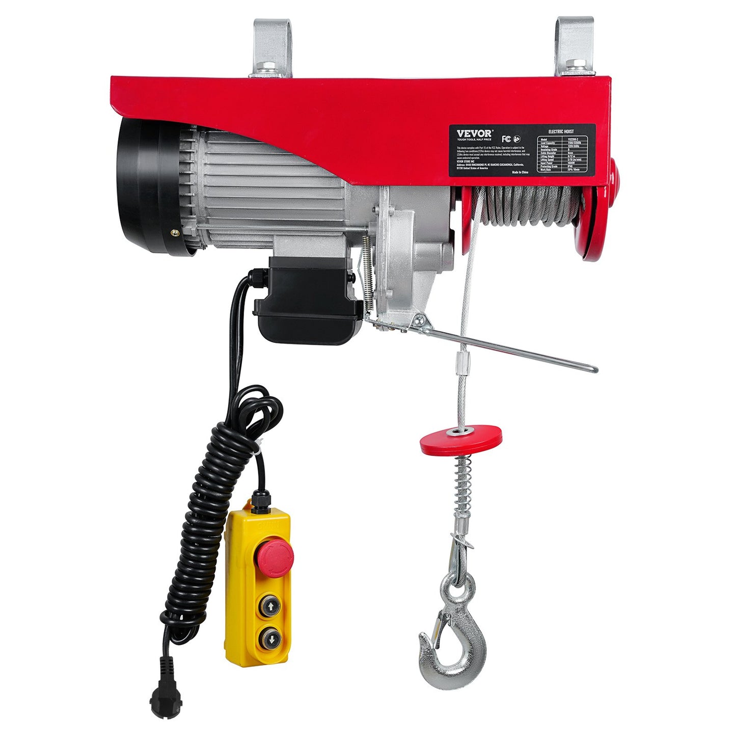 Electric Hoist, 2200 lbs Lifting Capacity, 1600W 220V Electric Steel Wire Rope Winch with 14ft Wired Remote Control, 40ft Single Cable Lifting Height and Pure Copper Motor, for Garage Warehouse Factory