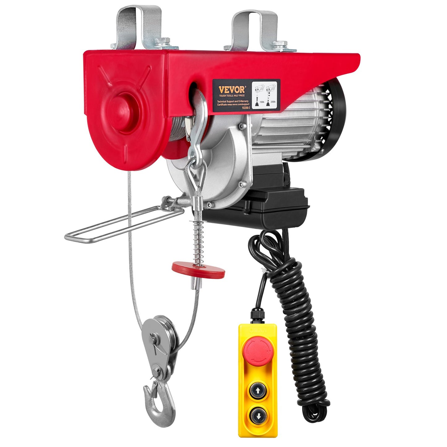 Electric Hoist, 2200 lbs Lifting Capacity, 1600W 220V Electric Steel Wire Rope Winch with 14ft Wired Remote Control, 40ft Single Cable Lifting Height and Pure Copper Motor, for Garage Warehouse Factory