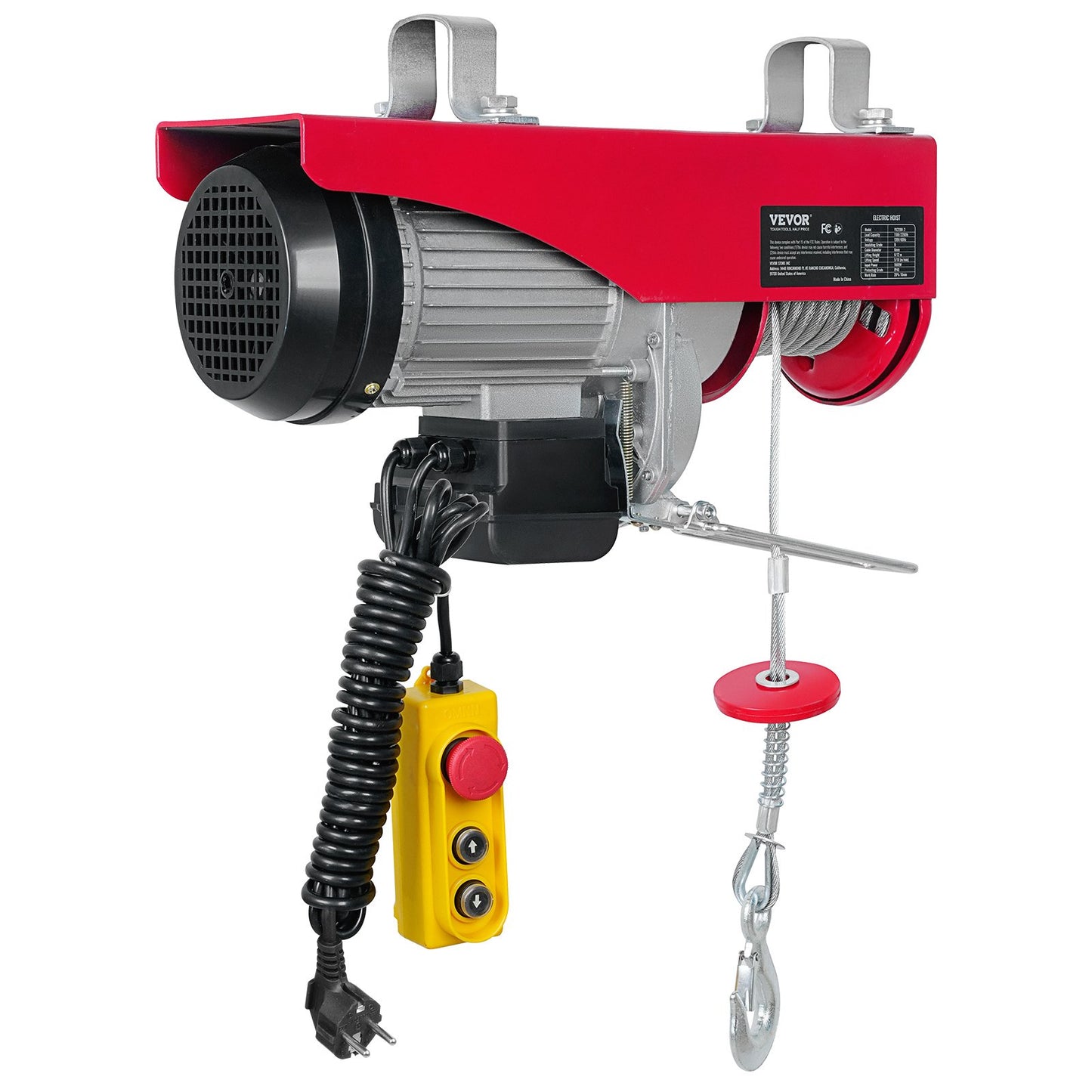 Electric Hoist, 2200 lbs Lifting Capacity, 1600W 220V Electric Steel Wire Rope Winch with 14ft Wired Remote Control, 40ft Single Cable Lifting Height and Pure Copper Motor, for Garage Warehouse Factory