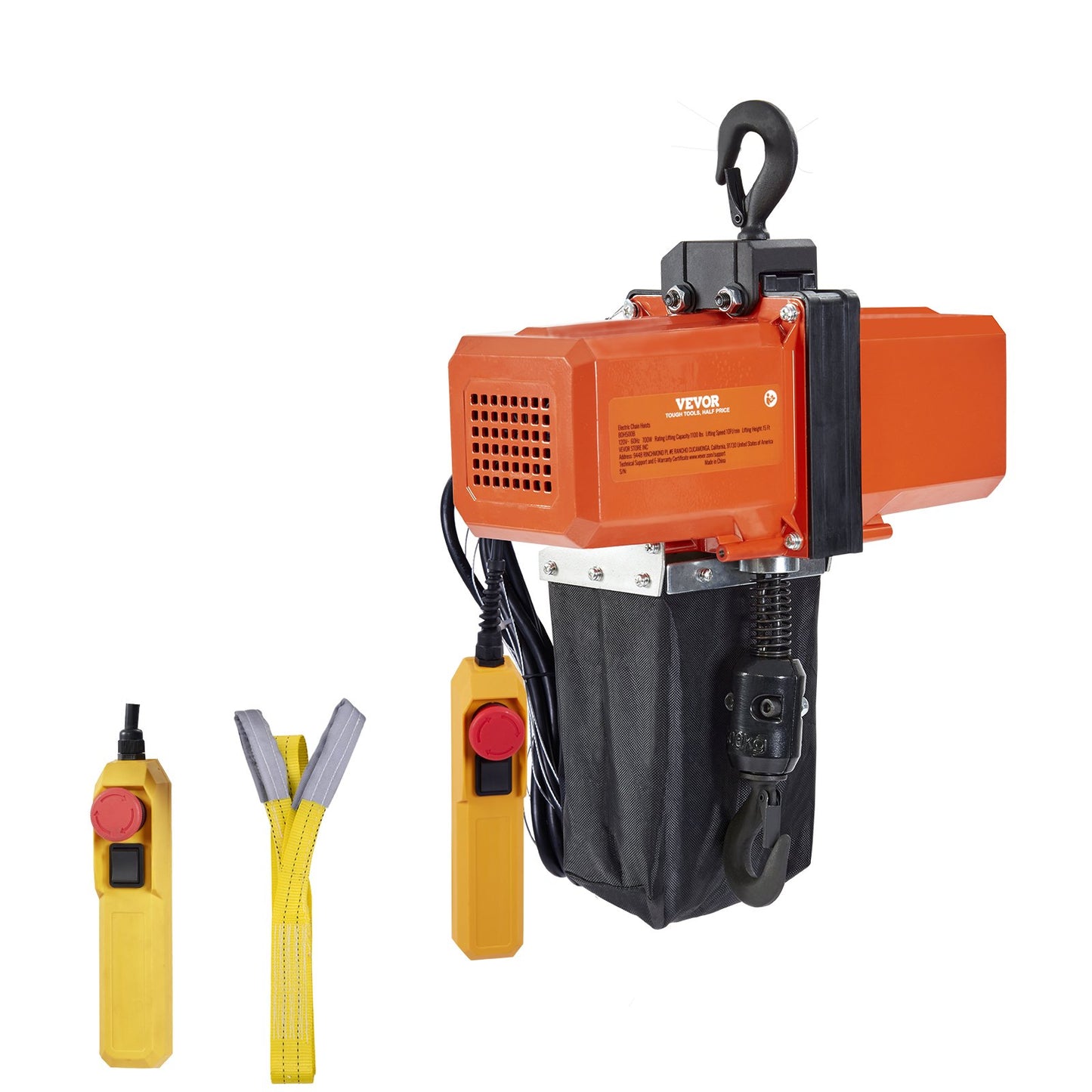 Elektrisk kedjetelfer Enfas krantelfer 1100 lbs Last 15 fot lyft