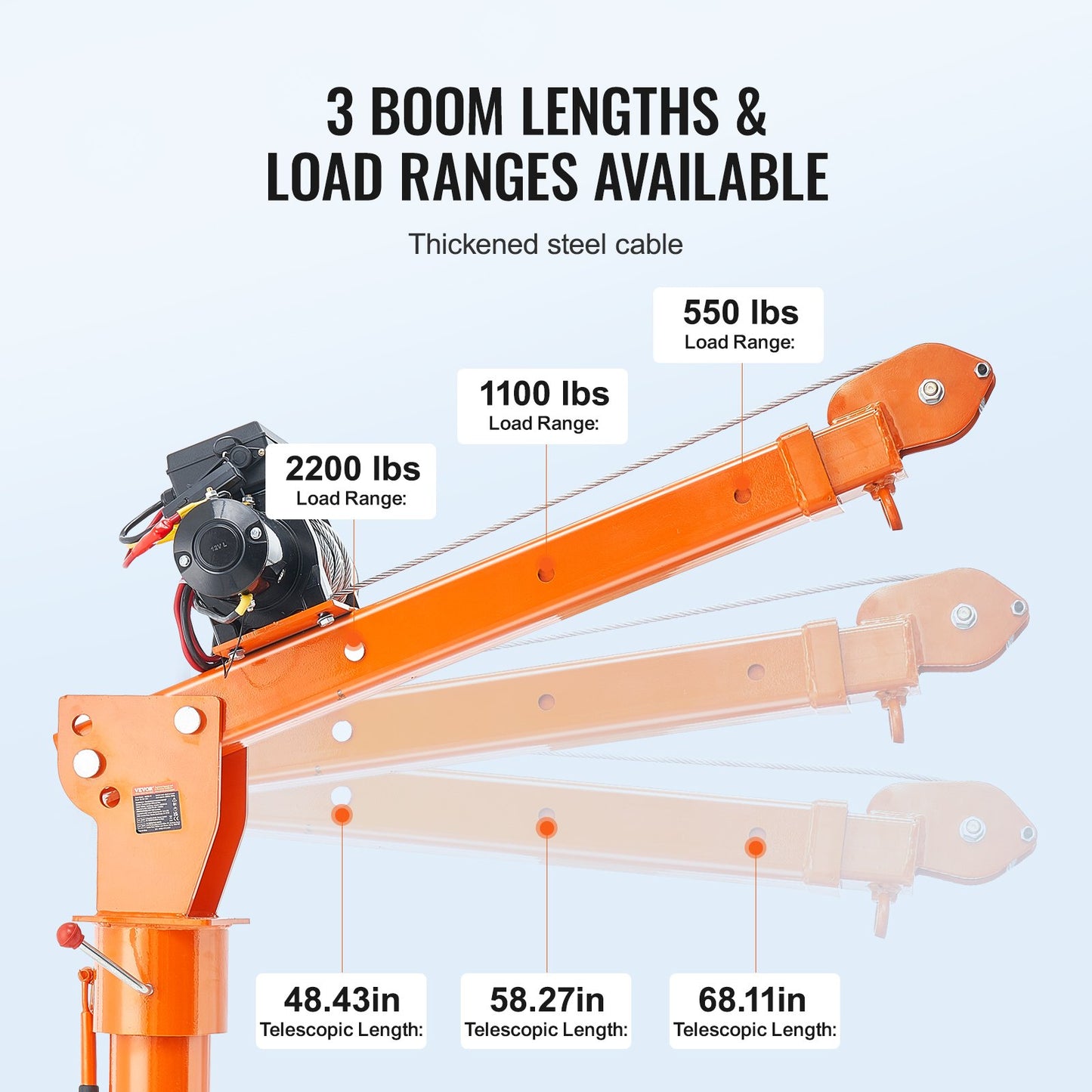 Elektrisk pickup kran lyftkran 2200 lbs 360° svängbar hisslyft