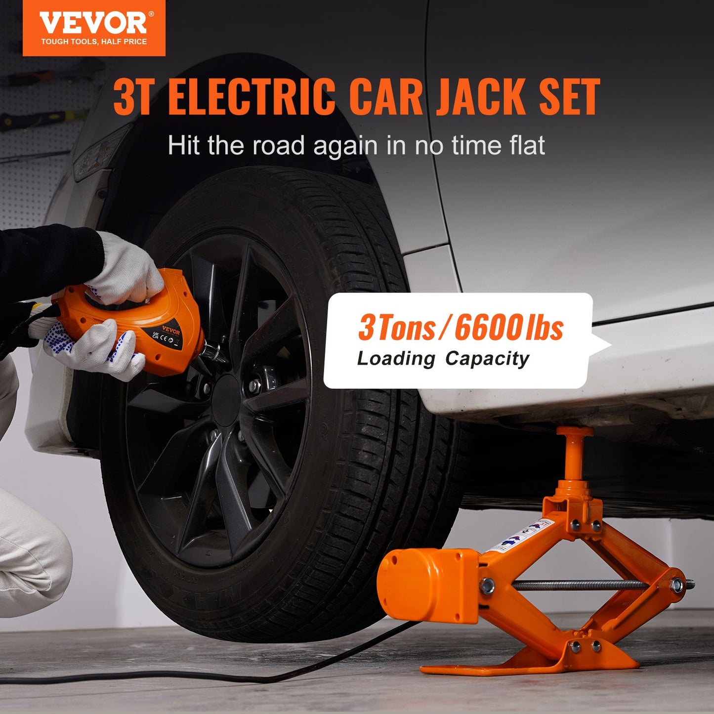 Elbil Jack Golv Jack 3 Ton elektrisk sax Jack bil reparationsverktyg