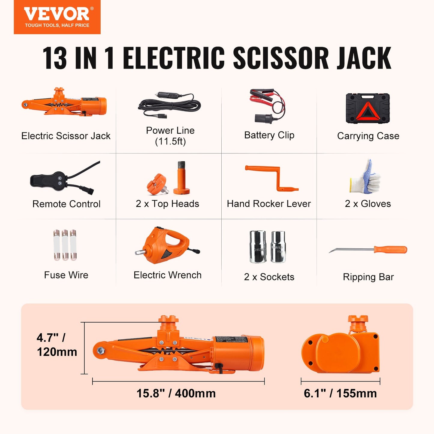 Elbil Jack Golv Jack 3 Ton elektrisk sax Jack bil reparationsverktyg