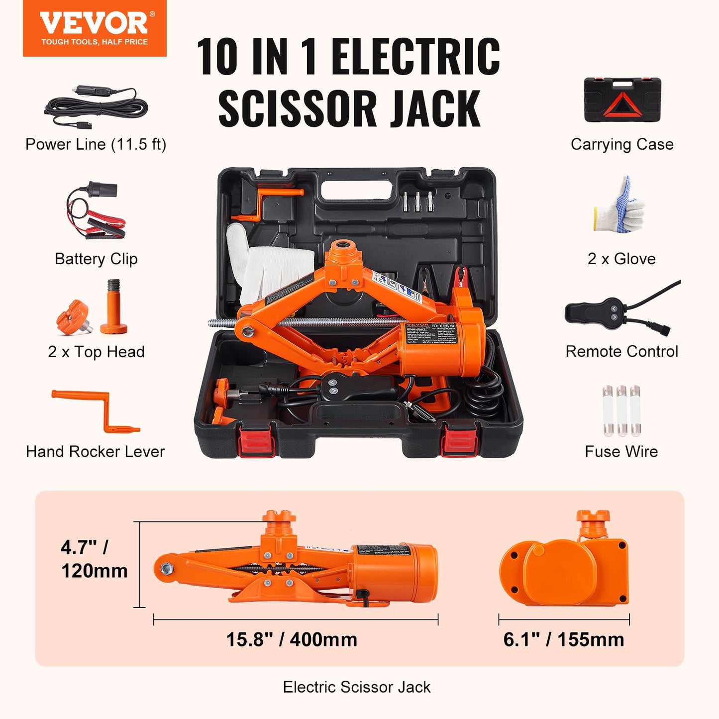 Elbil Jack Golv Jack 3 Ton elektrisk sax Jack bil reparationsverktyg