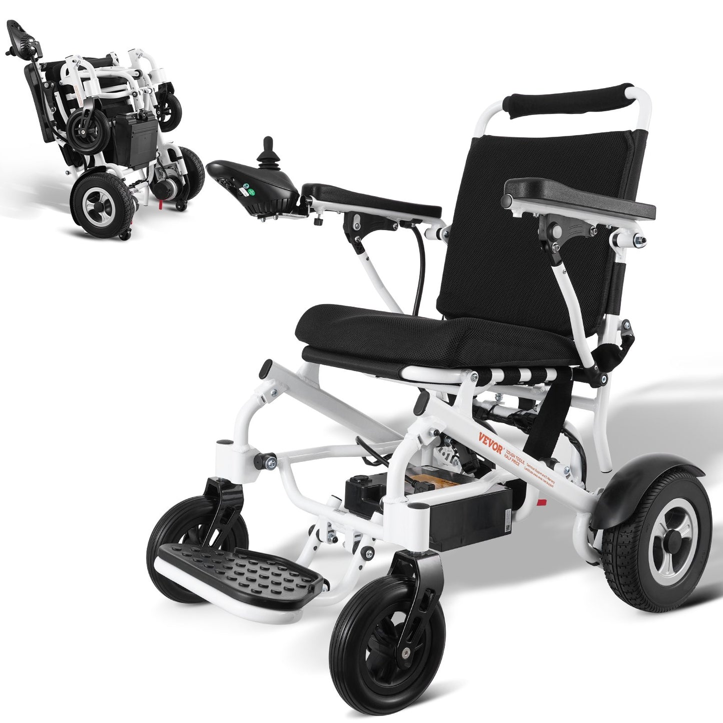Intelligent hopfällbar elektrisk rullstol Motoriserad elrullstol 300 lbs