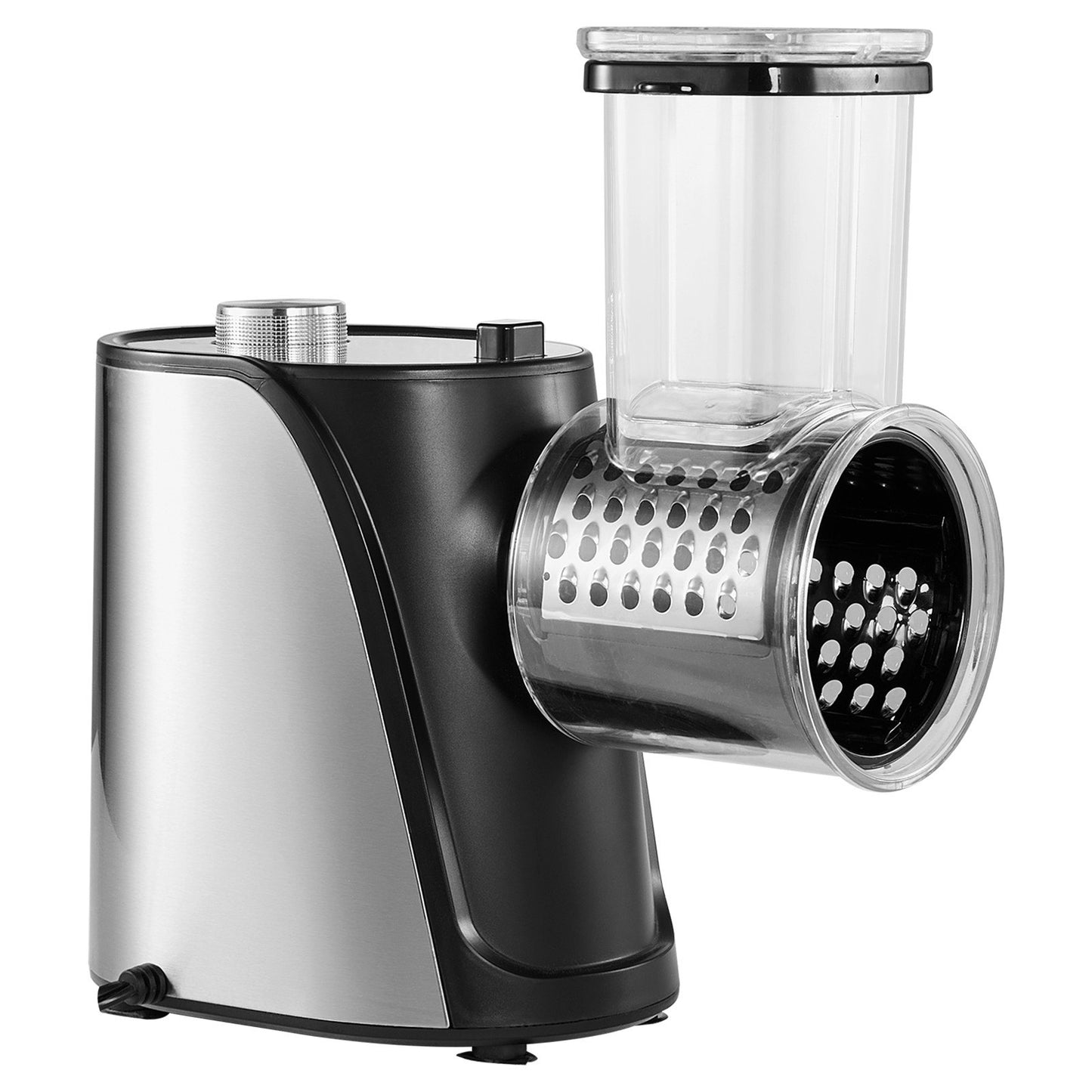 Electric cheese grater salad maker, 250W salad cutter, electric vegetable cutter chopper for fruit with 5 accessories, stainless steel food cutter for vegetables and cheeses