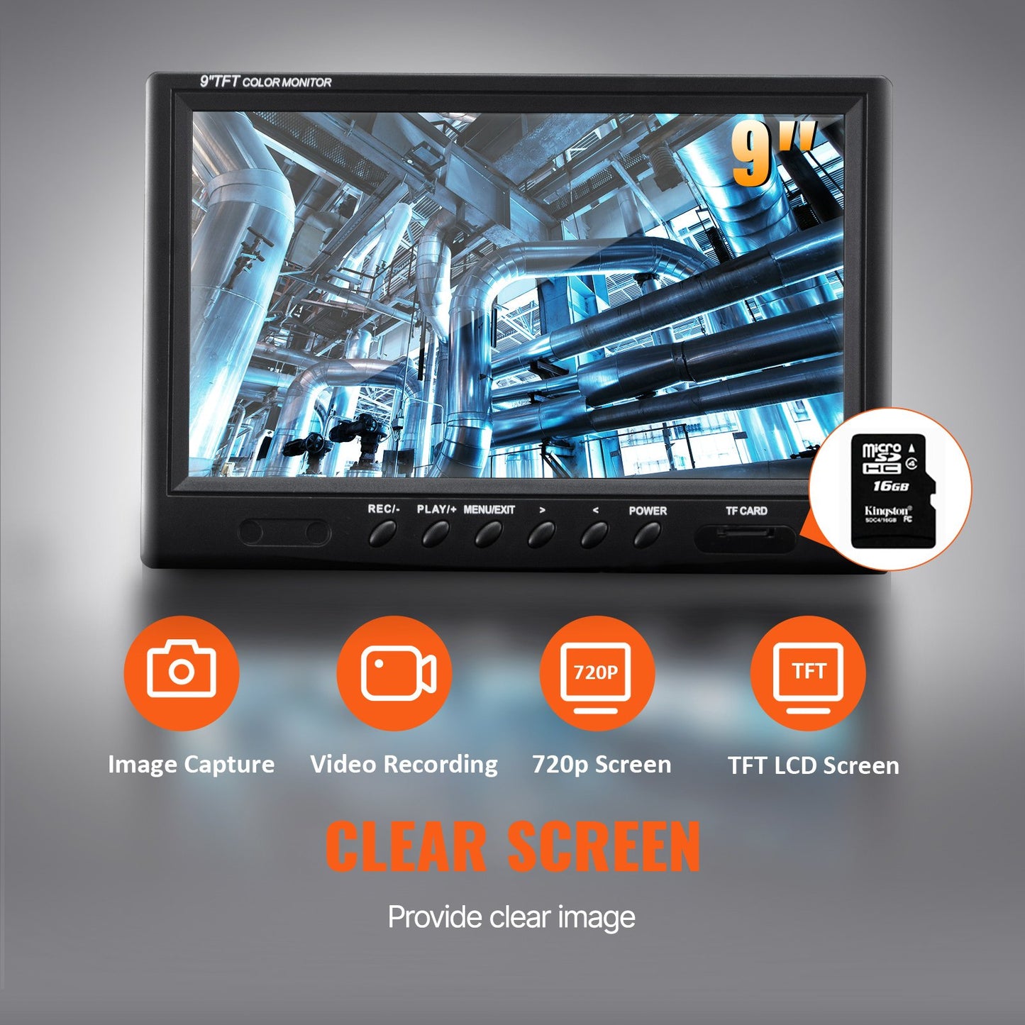 Kanalkamera, Rohrinspektionskamera mit 512-Hz-Sonde, 9-Zoll-720p-Display, 300 Fuß