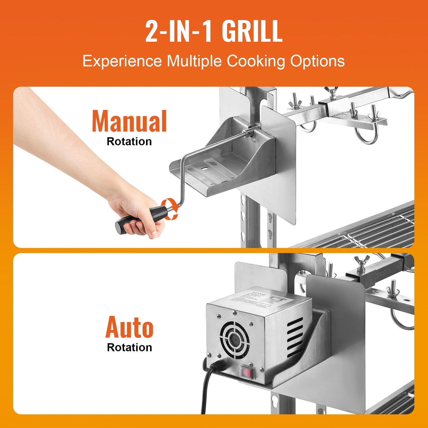 Roaster Spit Rotisserie BBQ Grill Gris Lamm Kyckling Stek 52W 198LBS